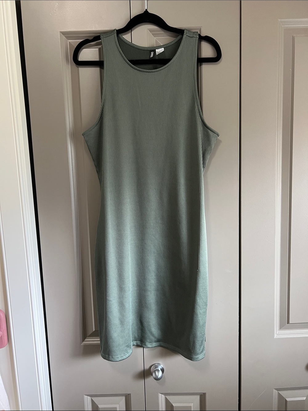 Divided Sleeveless Ribbed Midi Dress - Sage